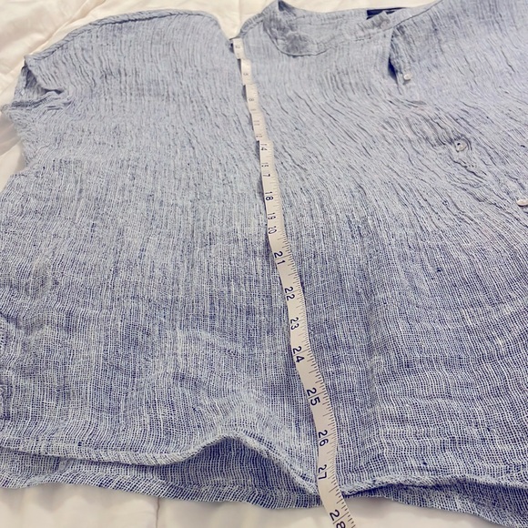 Tahari 100% linen oversized slouchy button down shirt size M - Picture 9 of 9